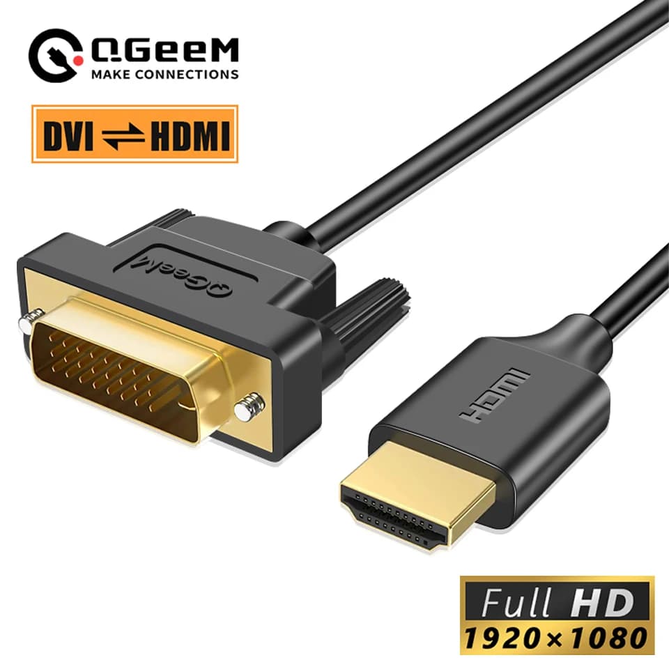 QGeeM Cavo da HDMI a DVI Adattatore bidirezionale HDMI DVI per Xiaomi Xbox Serries X PS5 PS4 TV Box Chromebook Portatili Tablet Notebook Cavo digitale 1080P Maschio a maschio Cavo splitter DVI a HDMI Cavi DVI-D 24 + 1