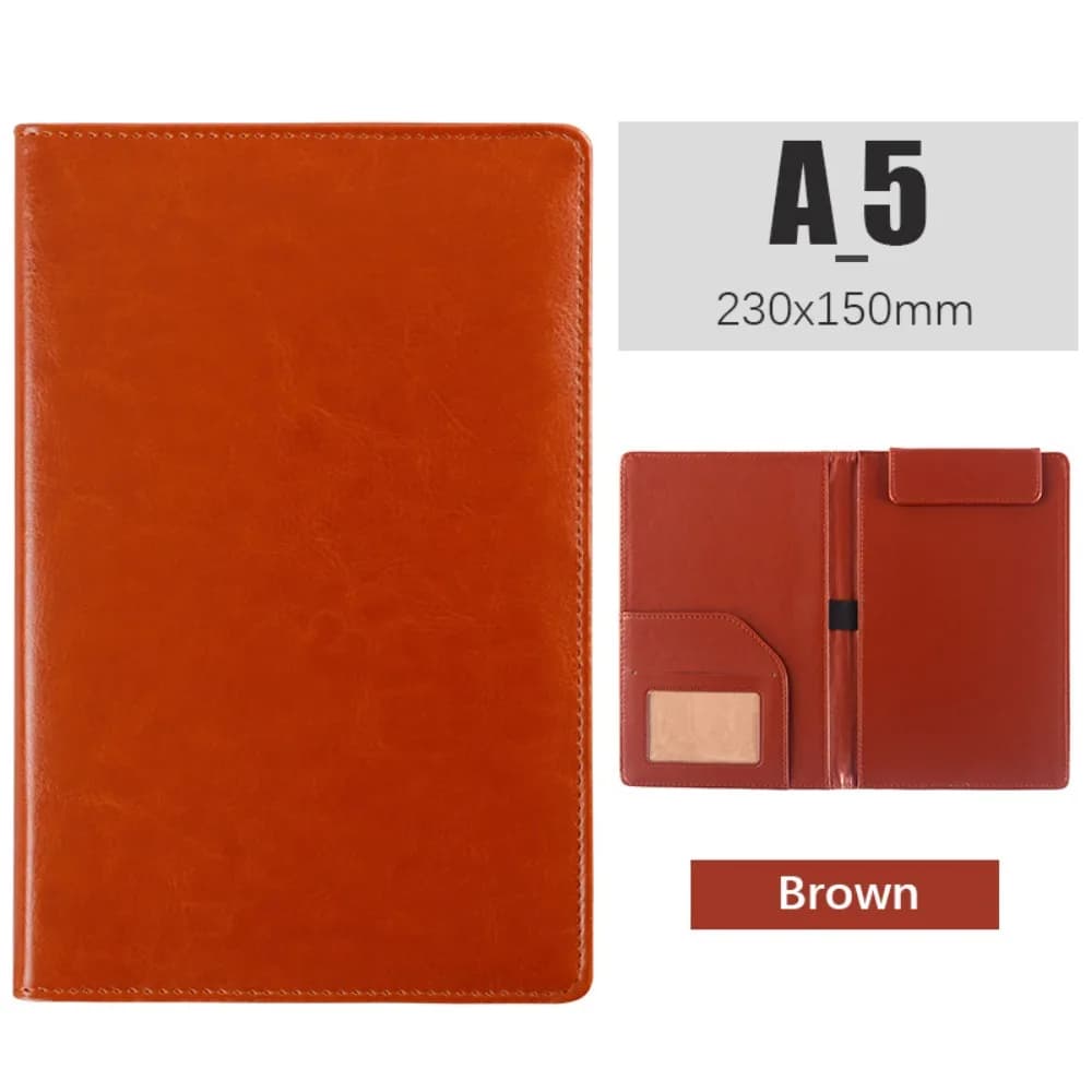 PU Leather A5 File Folder With Elastic Pen Insert Card Slot Business Meeting Contract Clamp Waterproof Order Dishes Note Holder