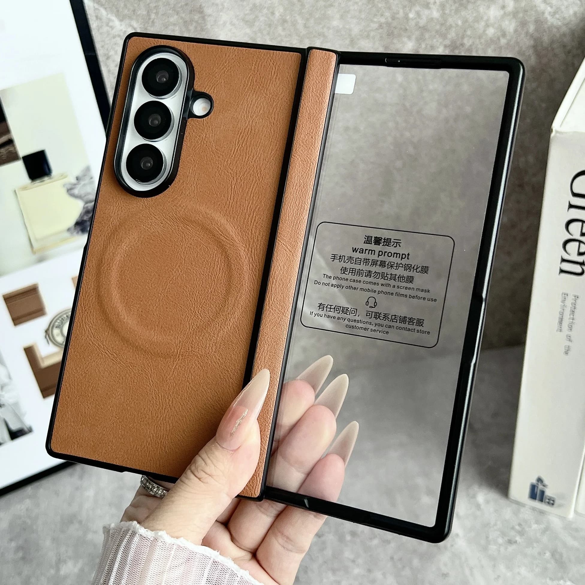 Custodia magnetica per pellicola protettiva per schermo per Samsung Galaxy Z Fold 7 Cover in pelle da lavoro per Samsung Z Fold 6 zfold5 4 3 Custodia