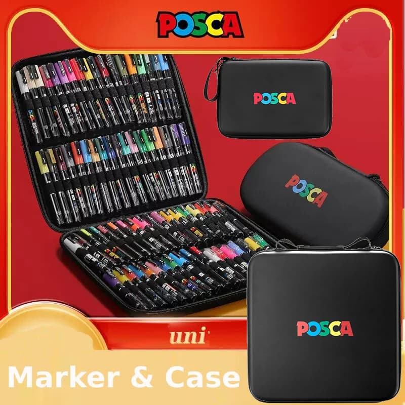 Pennarelli acrilici POSCA organizzati in borse, penne da colorare scolastiche da 0,7-2,5 mm, pratiche forniture di pittura artistica professionale originale giapponese