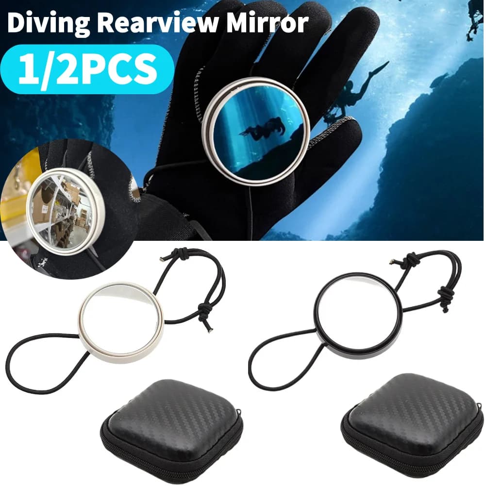 Scuba Diving Wrist Mirror Underwater Observation Equipment with Elastic Band Rearview Mirror for Diving Snorkeling Swimming