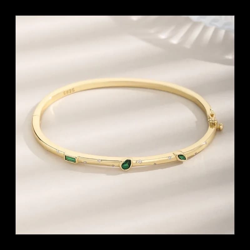 Fashionable Popular Silver Bracelet Ins Accessories with Custom Green Gemstones Silver S925