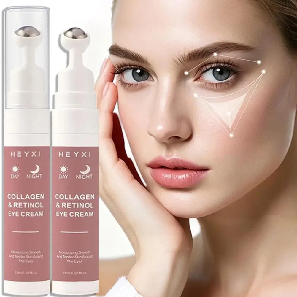 1/2/3PCS Collagen Retinol Roll-on Eye Cream Day Night Formula Moisturizes Hydrates Deeply Soft Supple Skin 15ml