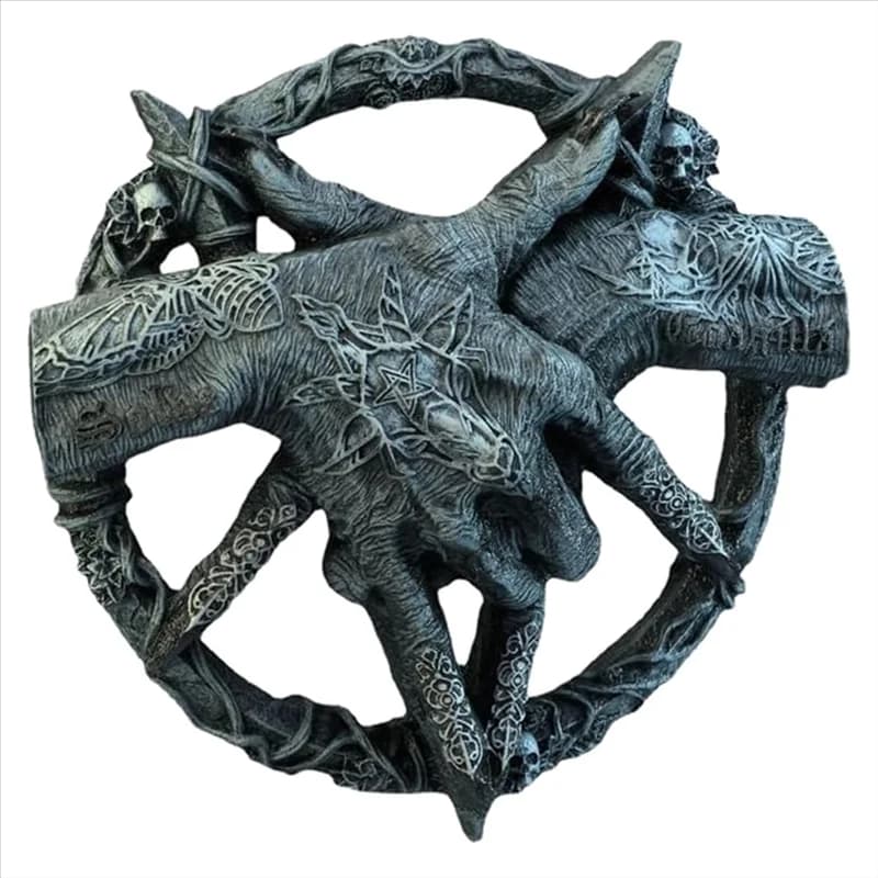 AEE6-Baphomet Hand Free Standing Plaque Devil Hand Sculpture Hanging Ornament Dream Catcher Decorations