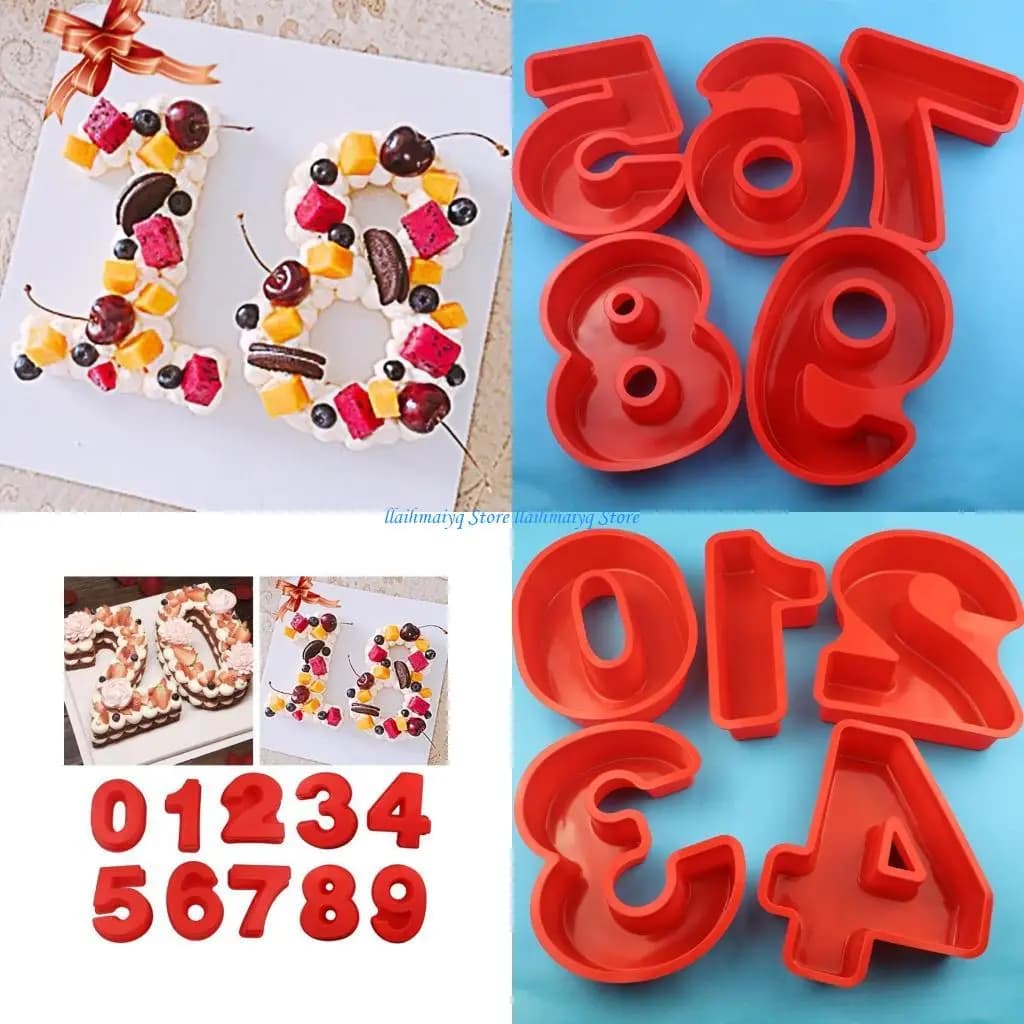 573B 10 Pz/set 0-9 Grandi Numeri Digitali Stampo In Resina Epossidica Cottura Della Torta Decorazione Stampo In Silicone FAI DA