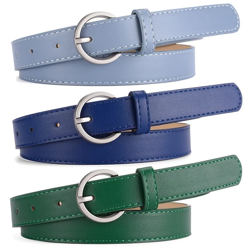 New high-end women's pin buckle belt, dress, long shirt, jeans, and decorative PU belt.