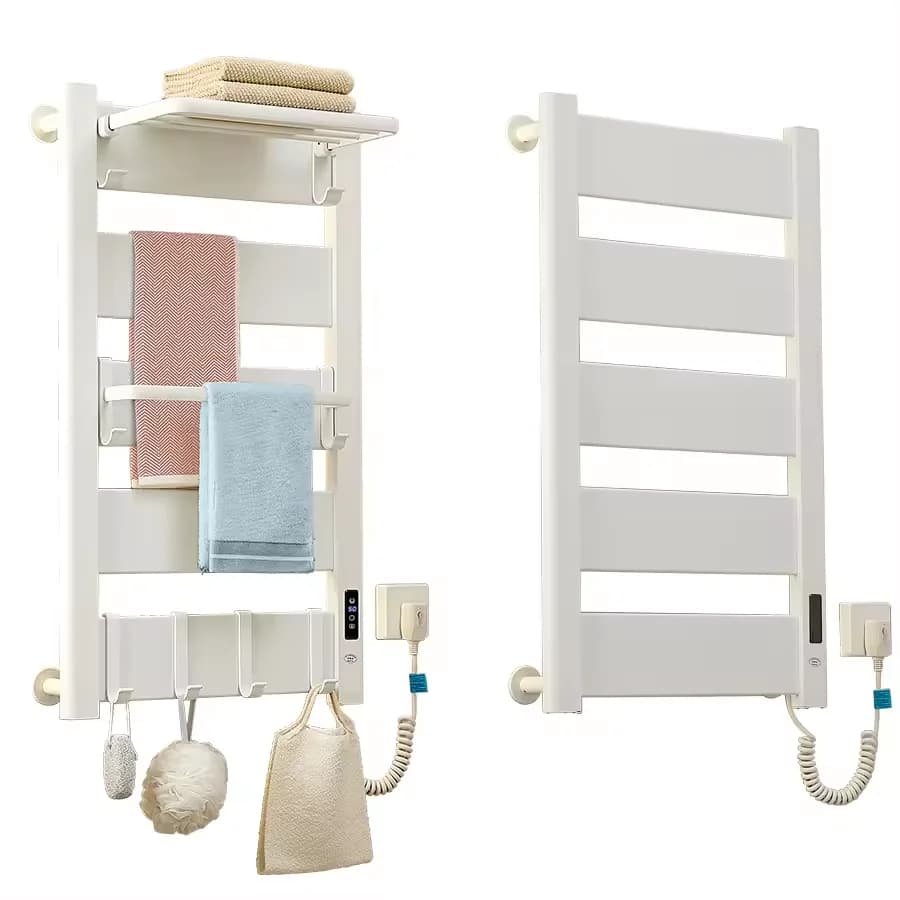 Porta asciugamani riscaldato per bagno montato a parete con portasciugamani elettrico a 5 barre per hotel all'ingrosso in fabbrica