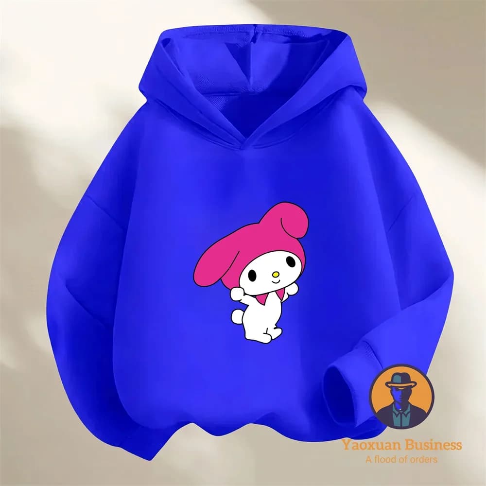 Felpa con cappuccio sportiva elegante in puro cotone per ragazzi e ragazze, con iconico cartone animato My Melody, per la stagione fredda