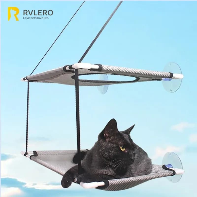 Amaca per gatti Letto per finestra Gattino Sedile soleggiato Letti per montaggio sospeso Divano per gatti tunnel a due piani Ventosa Appeso a parete per animali domestici Inverno