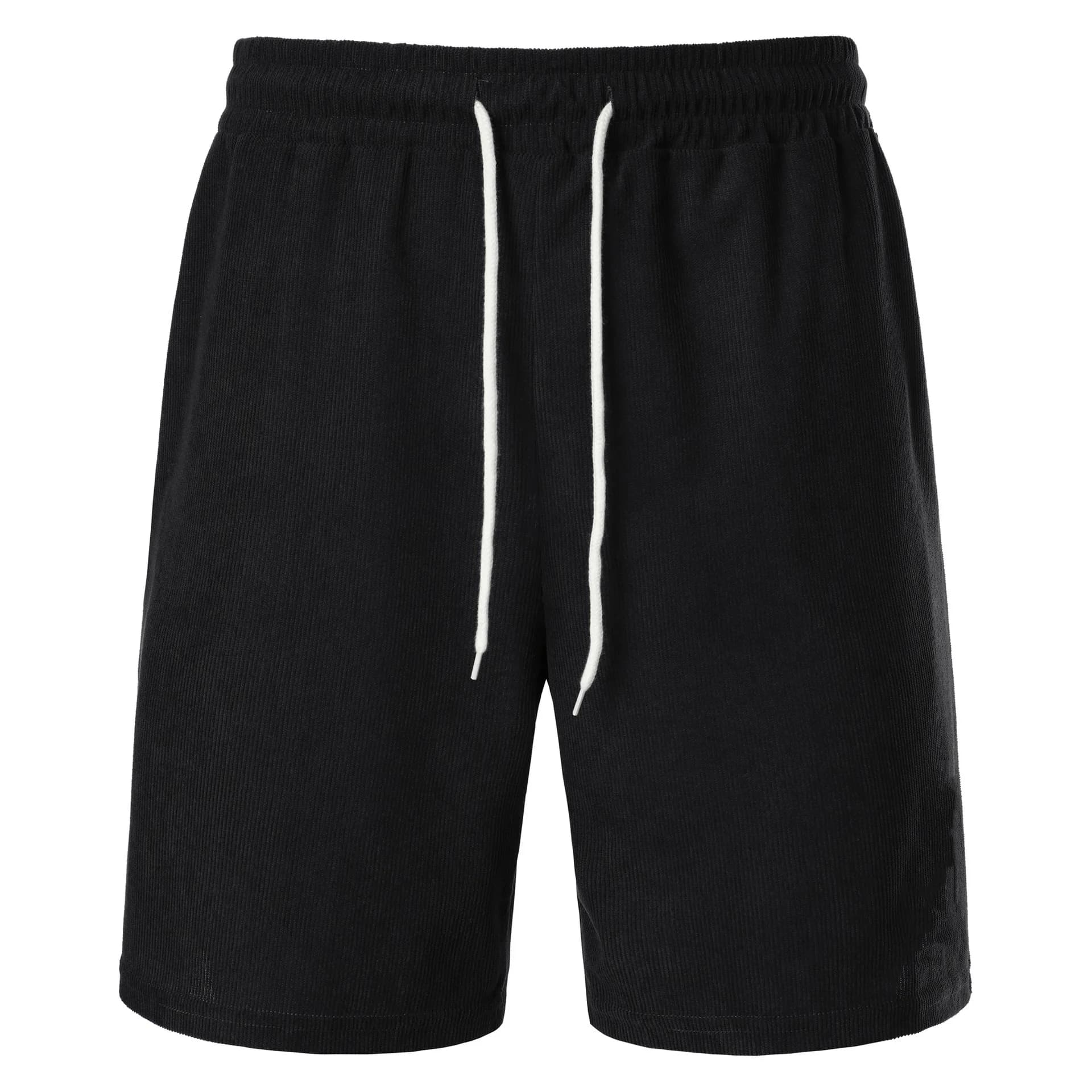 Pantaloncini Estivi da Uomo in Corduroy, Casual, da Spiaggia, da Basket, Tinta Unita, con Etichetta, Abbigliamento Sportivo