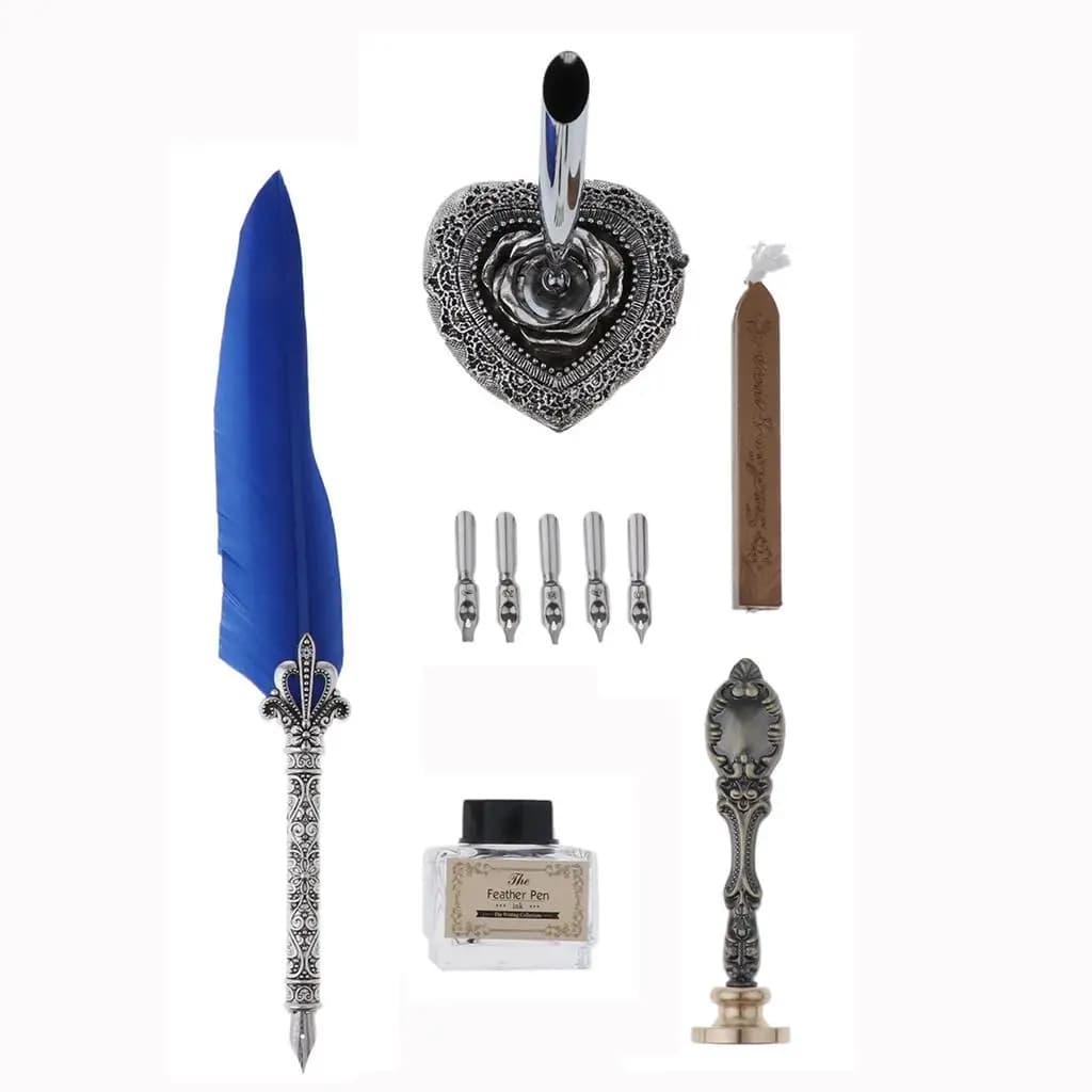 Antique Fountain Pen Stainless Steel Nibbed Quill Calligraphy Set Colorful Pens Kit for Wedding Favors and Teacher Student Gift
