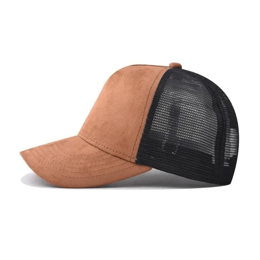Suede Mesh Peaked Cap Adjustable Big Head Circumference Men Baseball Hat Anti-UV Korean Style Women Sunshade Hat Sun Visor