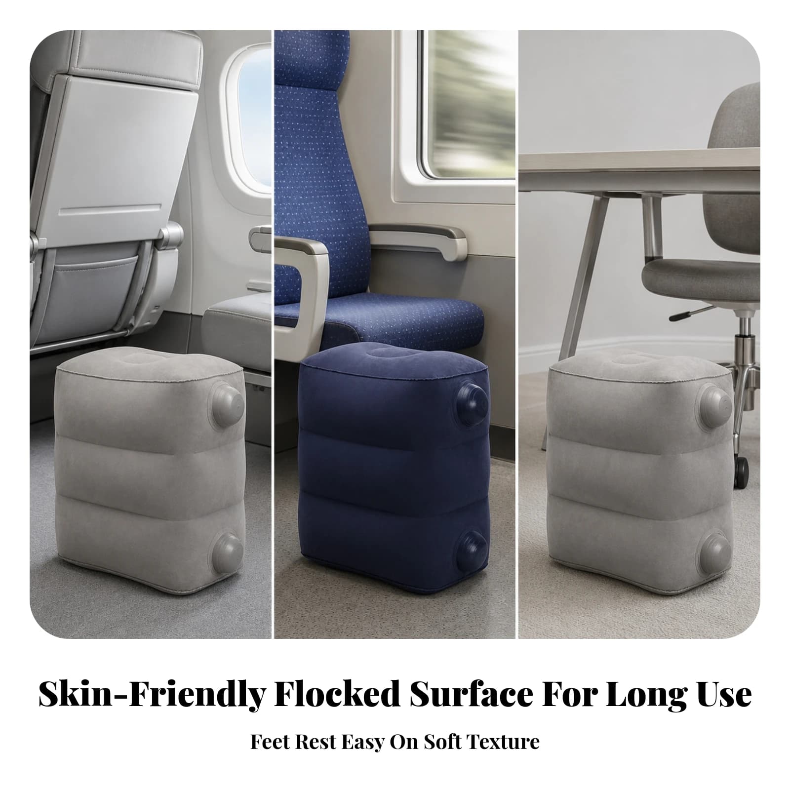 Inflatable Footrest Compact Travel Footrest Inflatable Foot Rest Lightweight Travel Foot Rest Pillow Soft for Travelers, Flights