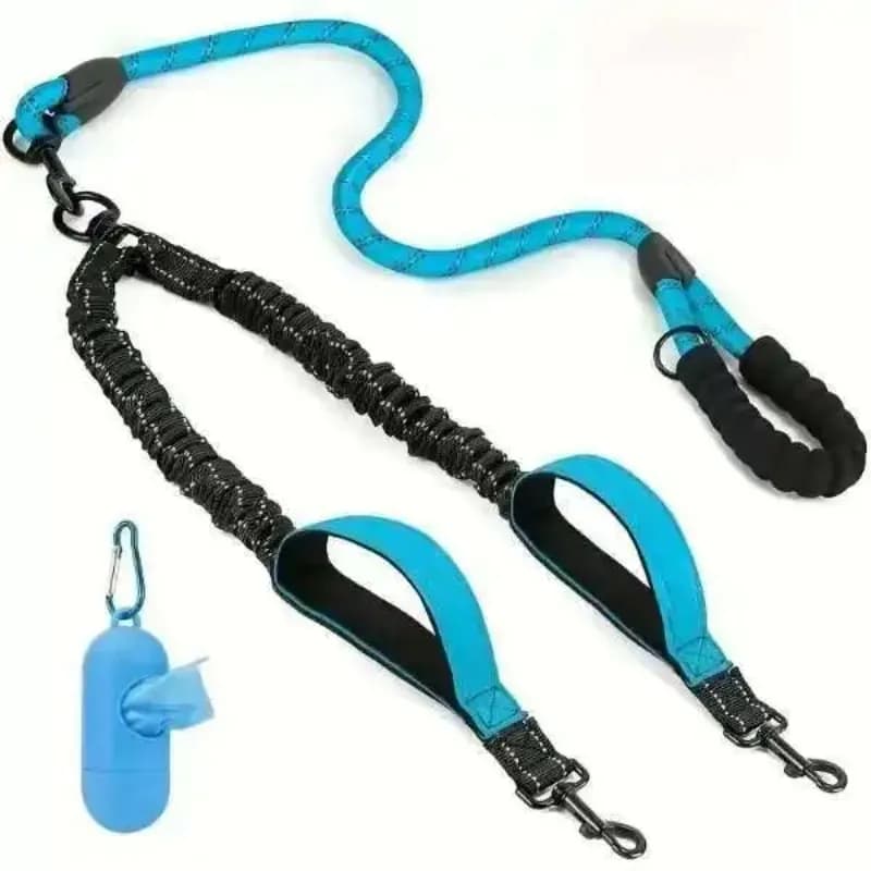 Guinzaglio Doppio Retrattile 2-in-1 per Cani, Robusto con Catenella a P e Maniglia Antiscivolo, Anti-Trazione per Razze Grandi