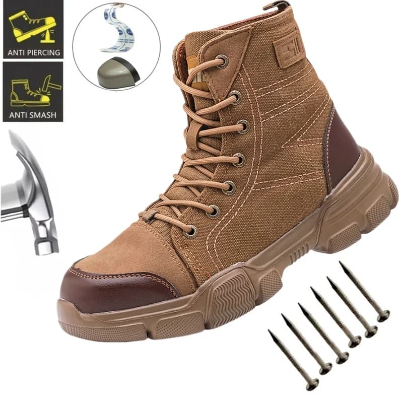 Magazzino, Stivali da lavoro antinfortunistici in tela mineraria Scarpe da ginnastica da lavoro in acciaio da uomo Scarpe indistruttibili Scarpe da lavoro anti-sfondamento e anti-perforazione Uomo