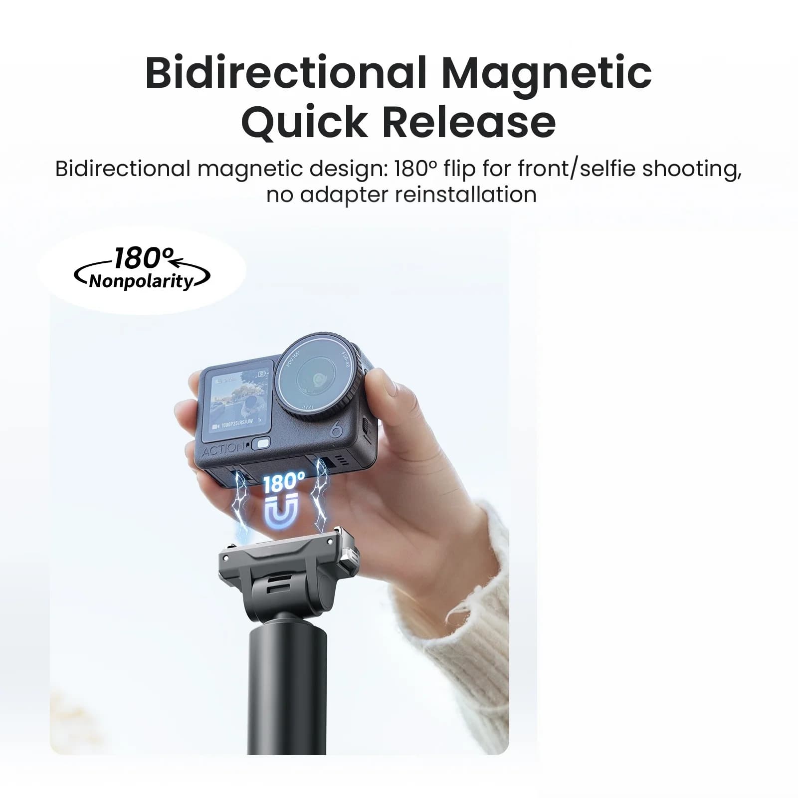 Treppiede Estensibile per Selfie Stick Compatibile con DJI OSMO Action 6/5 Pro/4/3 NANO 360, Accessorio per Fotocamera Sportiva a Sgancio Rapido Bidirezionale