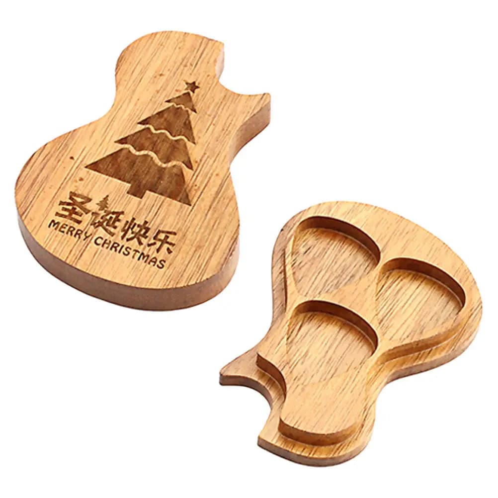 Porta Plettri per Chitarra in Legno Lucido a 3 Scomparti, Organizzatore Protettivo a Forma di Albero di Natale