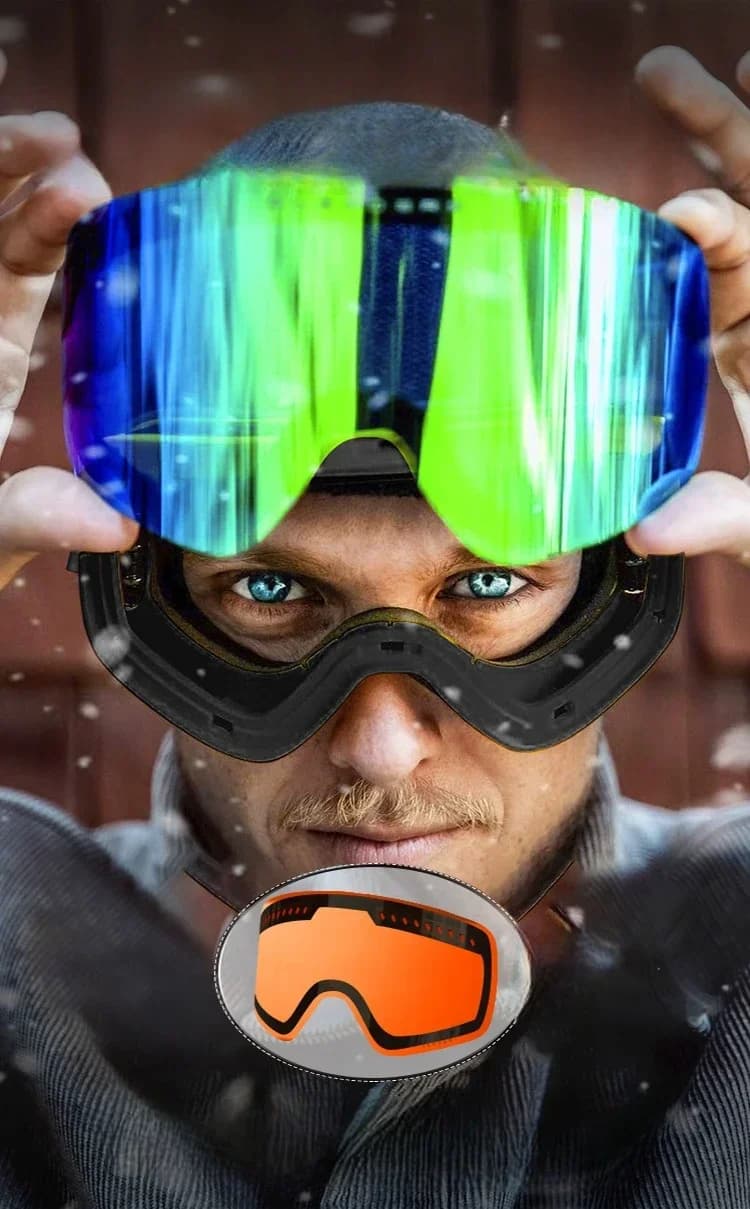 -Doppio strato Antiappannamento Occhiali da sci da snowboard Sci invernale Google Occhiali da sci Occhiali Motoslitta Neve