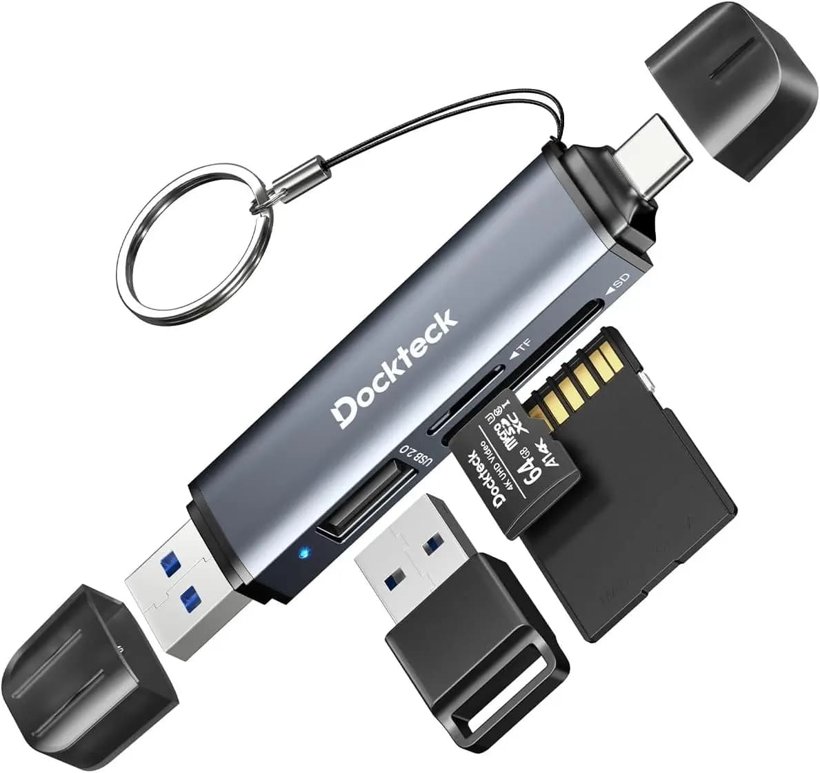 Lettore di Schede SD/TF USB 3.0 Super Veloce 5G con 3 Slot, Supporta UHS-I e OTG per Facile Plug & Play