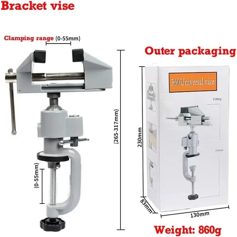 Per la lavorazione del legno universale, cacciavite da tavolo M con 360 ° Morsetto da banco con testa girevole da 7/6 cm con ganasce gommate
