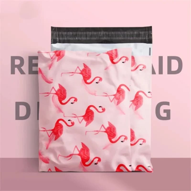 10/50PCS Pink Flamingo Poly Mailer Buste adesive Borsa Corriere fai da te Scatole per scarpe in plastica per corriere T-shirt Sacchetti per imballaggio regalo