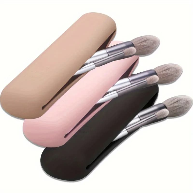 Travel Makeup Brushes, Fashionable and Portable Silicone Face Cosmetic Brushes, Soft and Elegant Makeup Tool Organizer