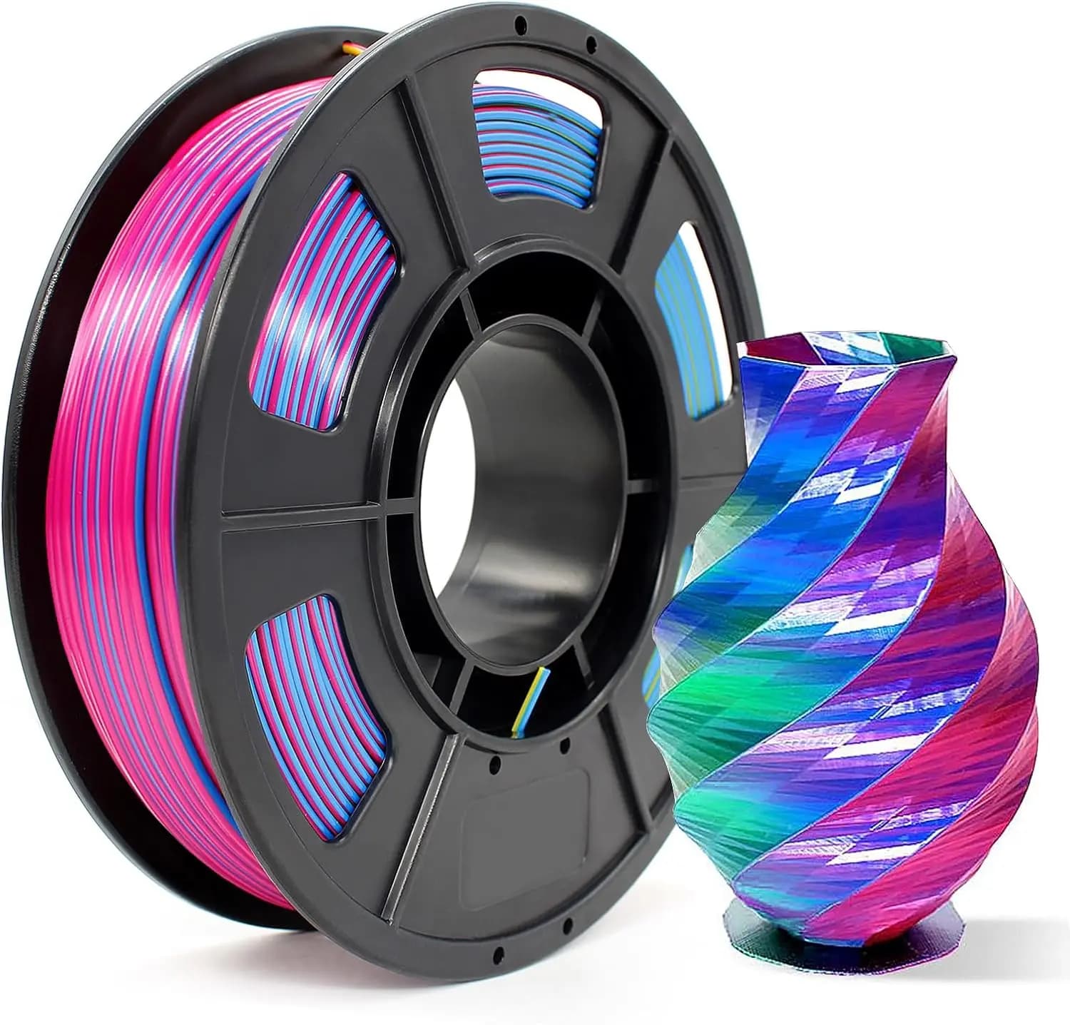 Filament PLA Tricolor Silk 1.75mm for FDM Printers, 250g Red Blue Gold Coil
