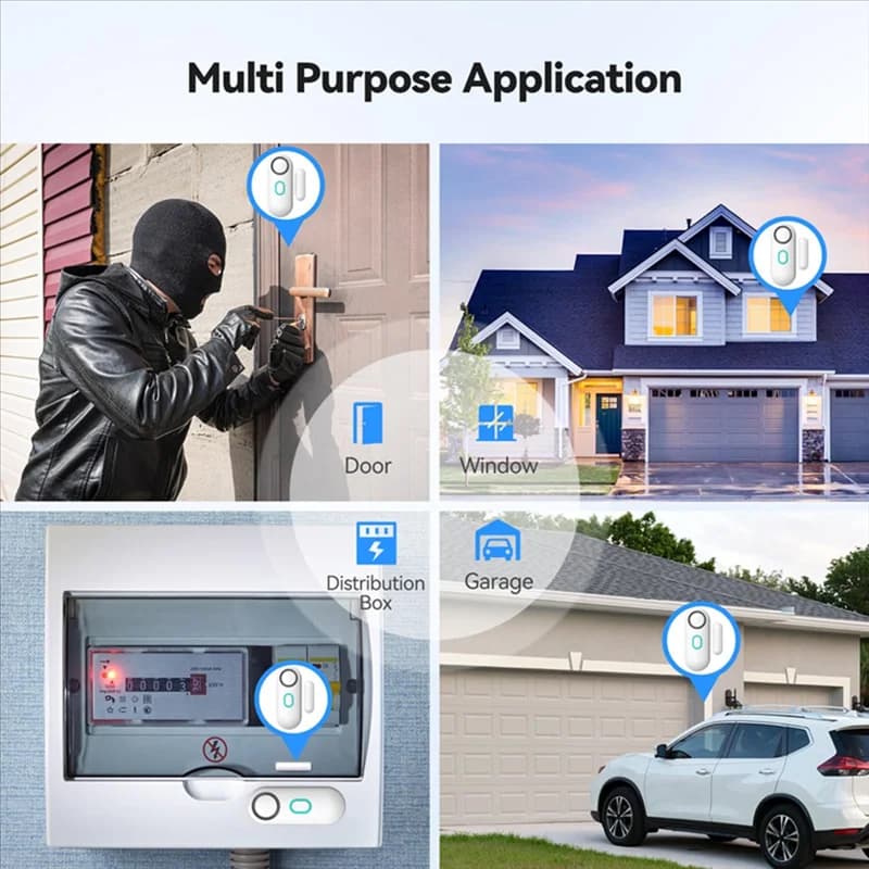 CABE-Sensore per porte e finestre wireless 120Db Sistema di allarme di sicurezza Telecomando antifurto intelligente per armadietto per bambini Sicurezza domestica