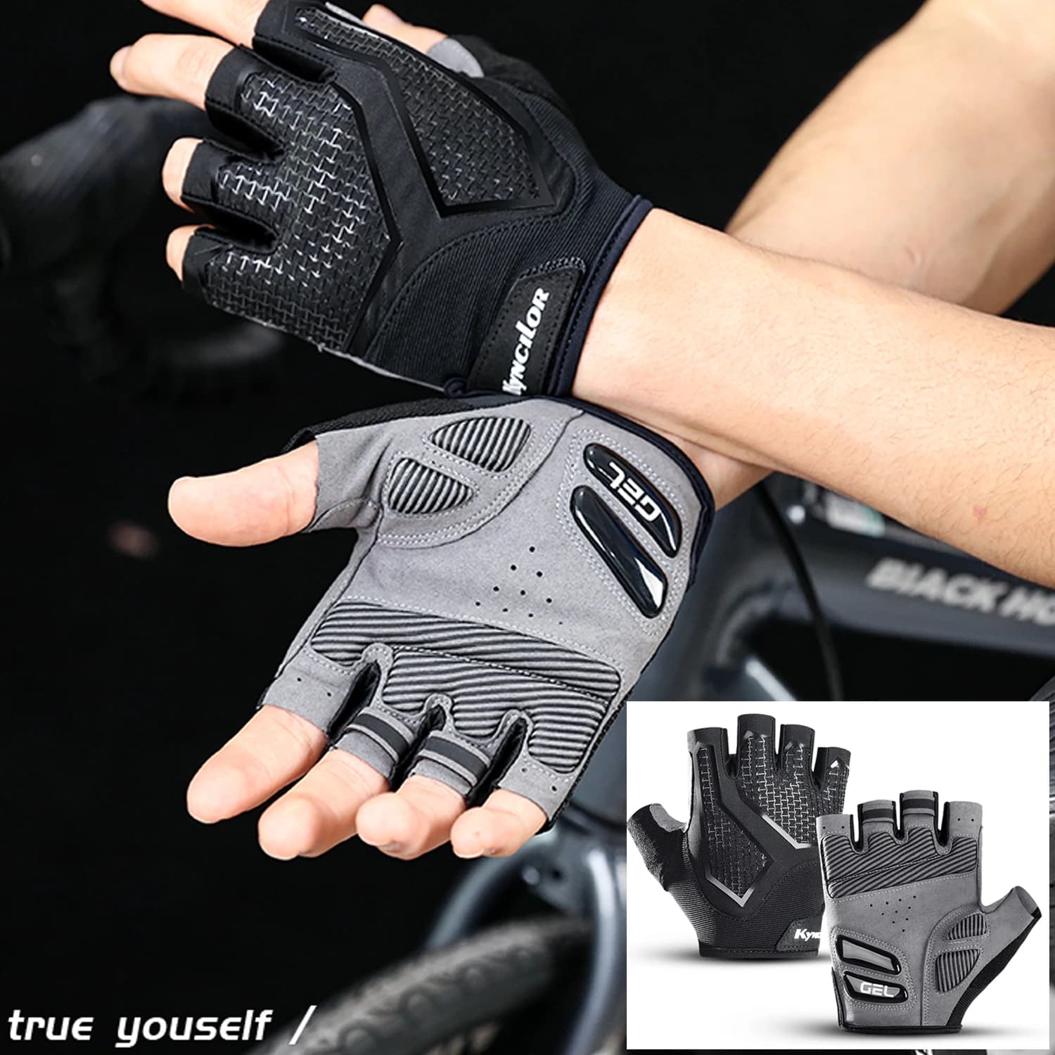 Men's and women's cycling gloves with half fingers Breathable sports bike fitness gloves liquid silicone shock absorbers Trekking gloves