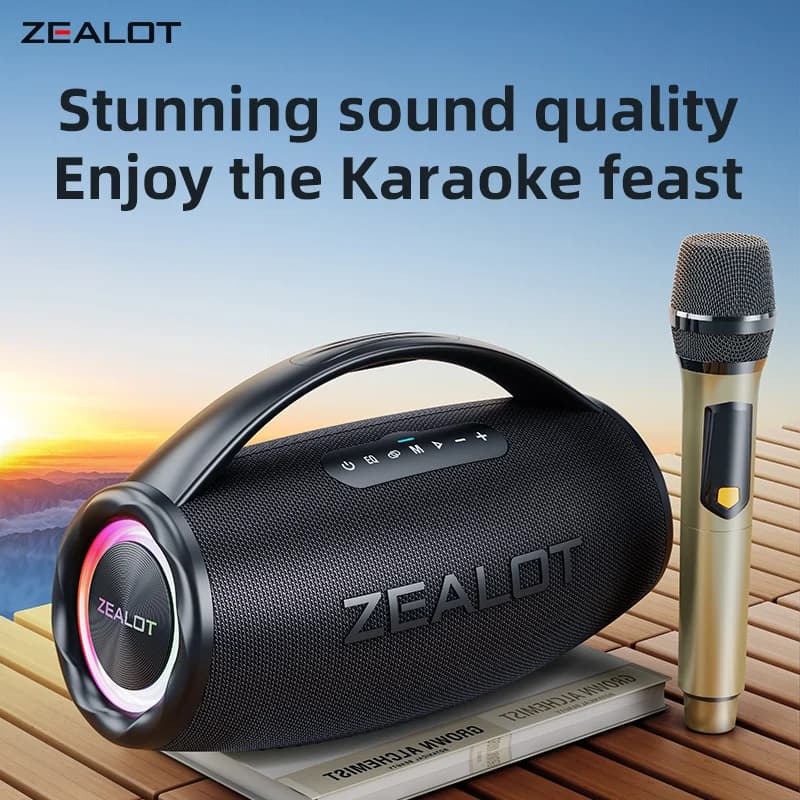 Zealot-S97M Sistema di altoparlanti Bluetooth 5.3 portatile per karaoke con 1-2 microfoni wireless Home Family Festival Regalo di compleanno