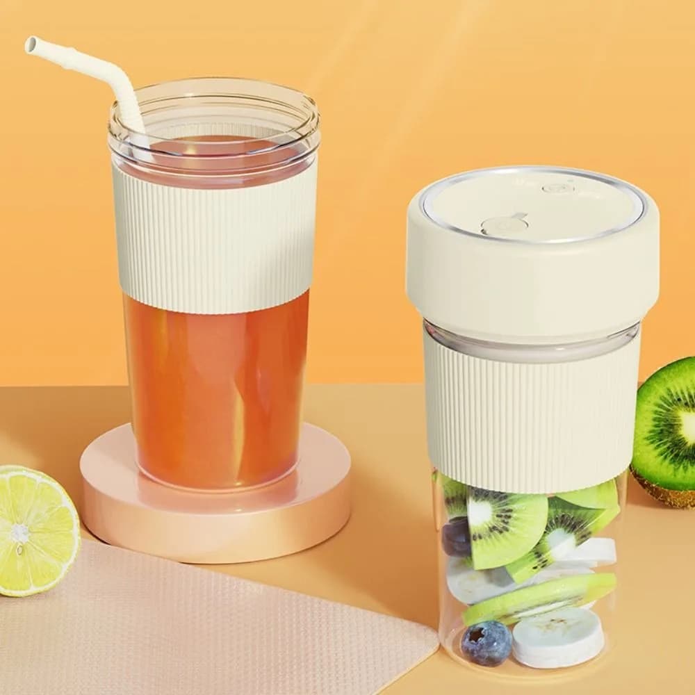 Fruit-Free Electric Portable Blender, Plastic 350 ML Cup, Mini Mixer with Cannuccia, Camping Juice Blender