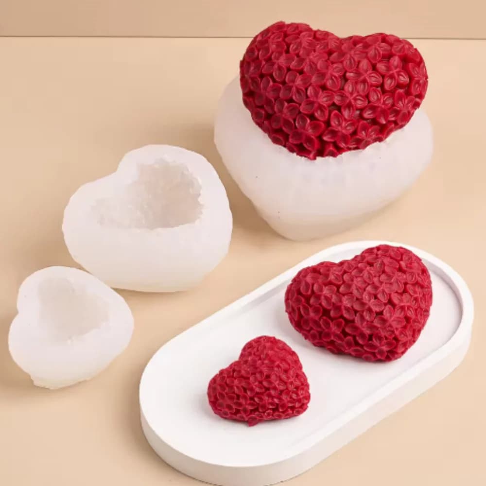 Rose Flower Silicone Candle Mold 3D Heart Scented Soap Mold Plaster Resin Chocolate Baking Making Tool