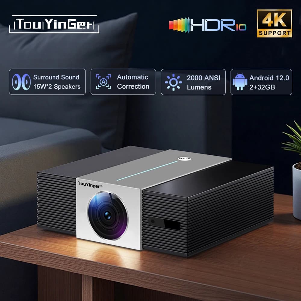 Touyinger Q11W Ultra Fully Closed Full HD 4K Video WiFi Android Home Theater Projector High Sound and Low Energy Consumption