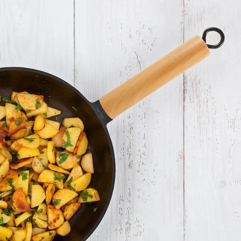 Manico Staccabile Anti-scottatura per Padella, Pentola per Latte, Utensili da Cucina - Robusta Costruzione in Legno e Ferro, Impugnatura Confortevole per la Cucina