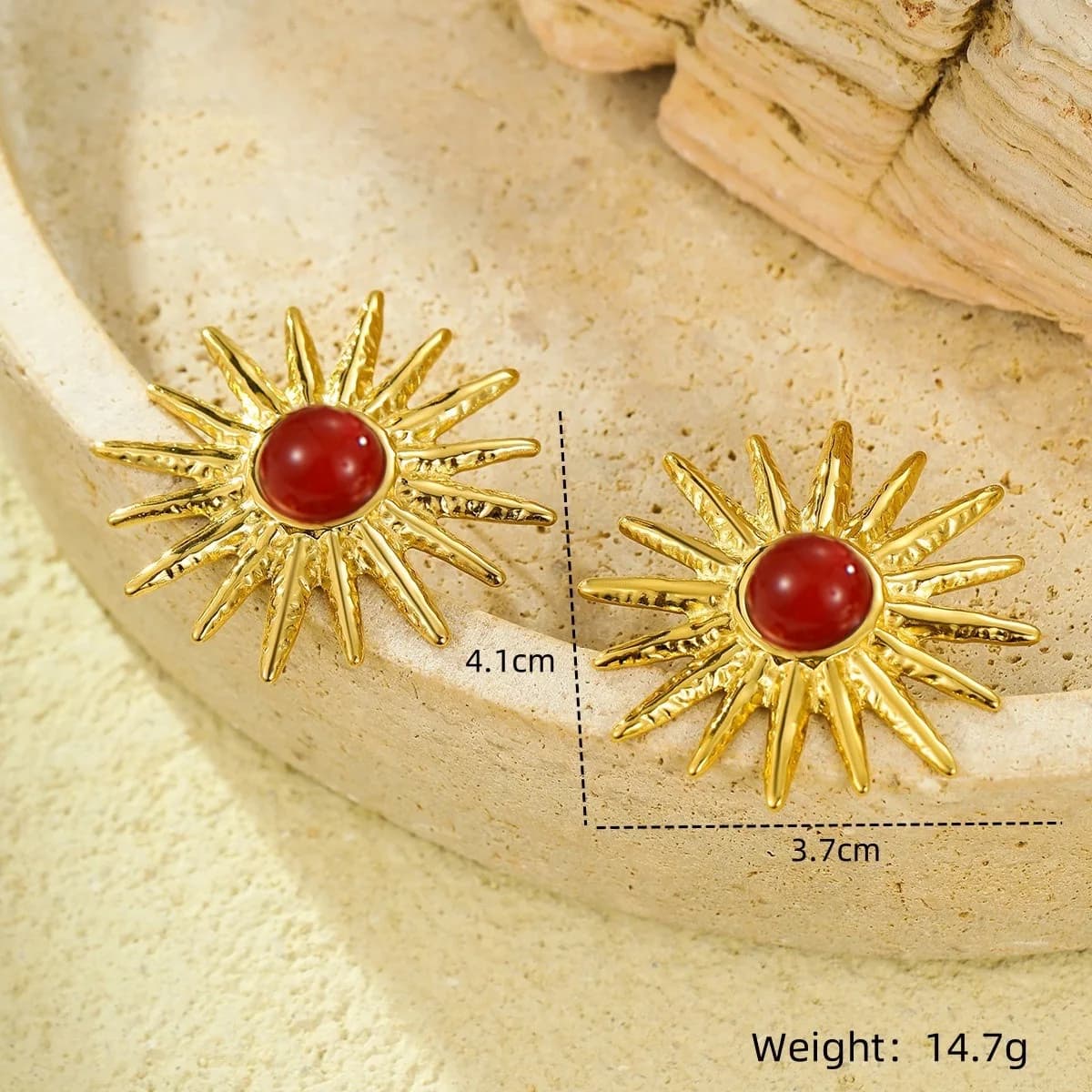 Orecchini Vintage Europei alla Moda per Donne, Design Sofisticato con Occhio di Tigre e Girasole