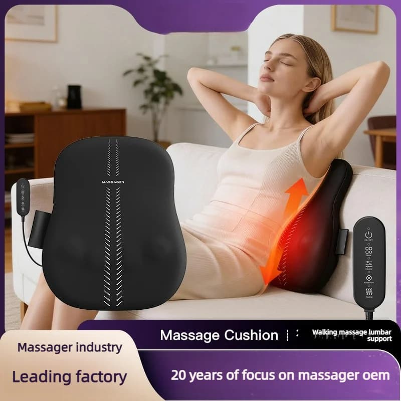 Massaggiatore Elettrico per Schiena con Calore, Cuscino Massaggiante Portatile, Supporto Cervicale e Lombare, Massaggio Profondo Shiatsu Ricaricabile