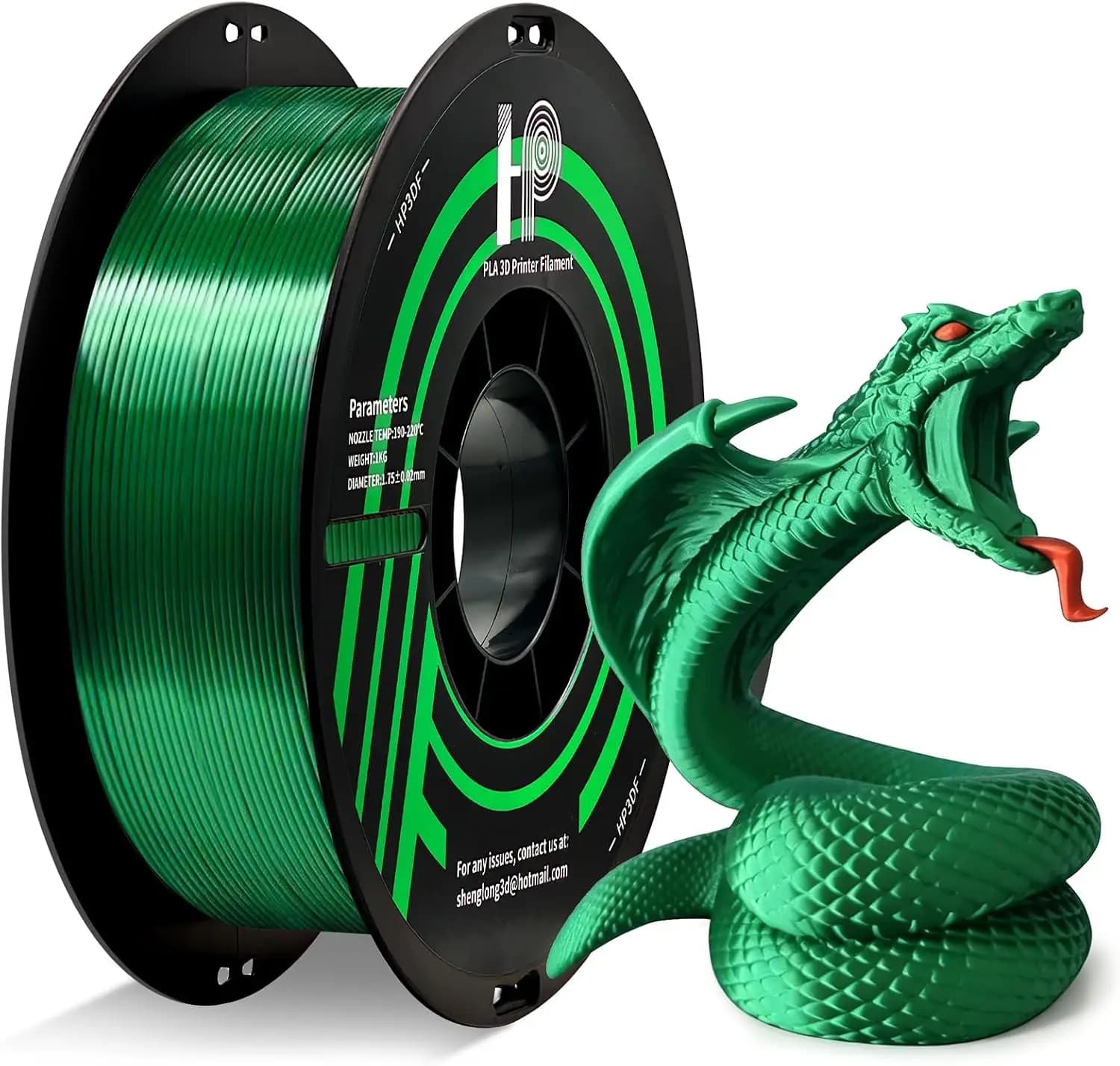 Silk PLA Filament 1.75mm ±0.02mm, 1KG Spool, High Toughness, Fit Most FDM Printers, Silky Green