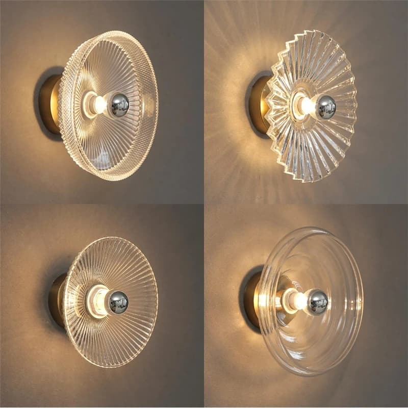 Lampada da parete in vetro nordico a LED Soggiorno moderno Camera da letto Hotel Comodino Corridoio Sfondo Apparecchi di illuminazione decorativi da parete Lustro