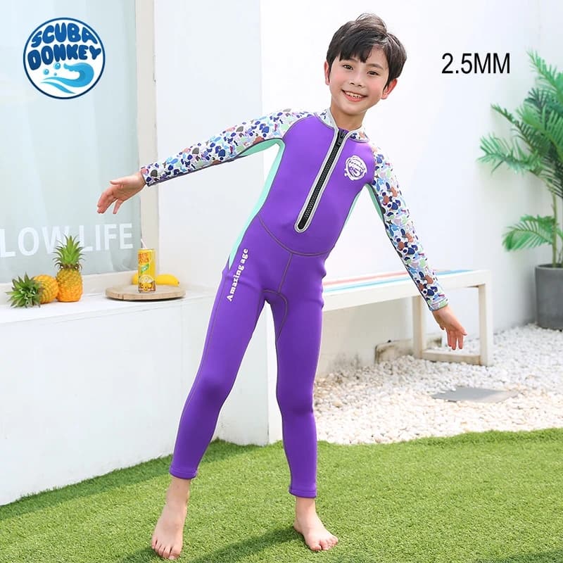 2.5MM Ragazzo Ragazza Neoprene Manica Lunga Sport Acquatici Pesca Subacquea Tenere Al Caldo Snorkeling Swim WetSuit Scuba Kayak Drift Diving Suit
