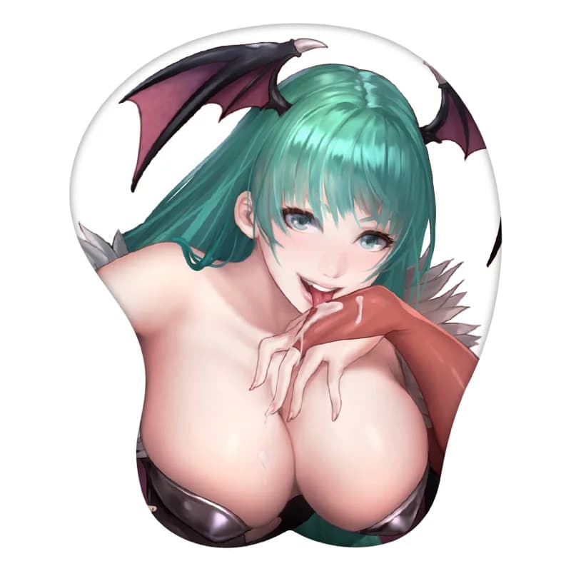 Morrigan Aensland Anime Tappetino per mouse 3D Poggiapolsi Tappetino per mouse da scrivania Accessorio per giocatori