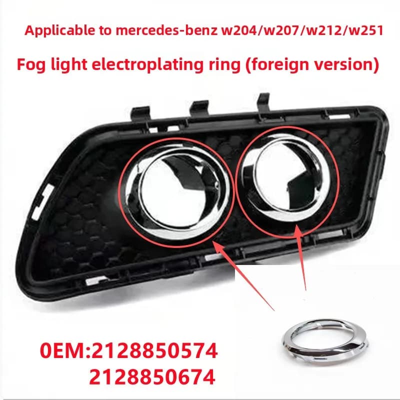 Chrome Fog Light Trim Ring for Front Bumper Fits Mercedes-Benz W204 W207 W212/W251, Part Numbers: 2128850574, 2128850674
