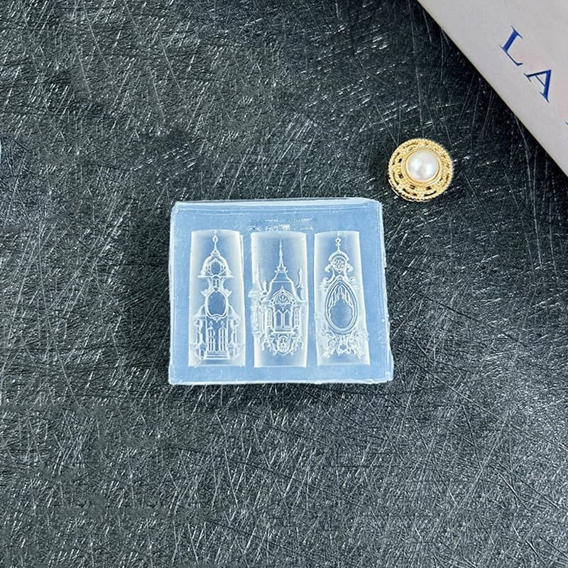 3*3.6cm Silicone Manicure Mold Church European Style Castle Church Nail Art Mold Diy Nail Art Decor Transparent Nail Template
