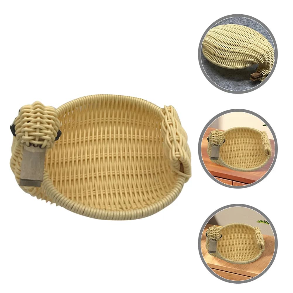 Scatola portaoggetti in rattan sagomato, piccola, naturale, fatta a mano, traspirante, leggera, multiuso per la casa, vassoio per frutta secca in rattan