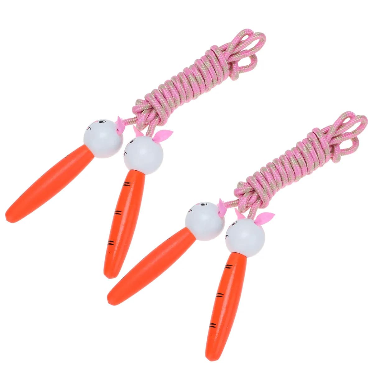 2Pcs Kids Jump Rope with Wooden Handles Adorable Cartoon Pattern Soft Polyester Cotton Rope Easy Length Adjustment for Indoor