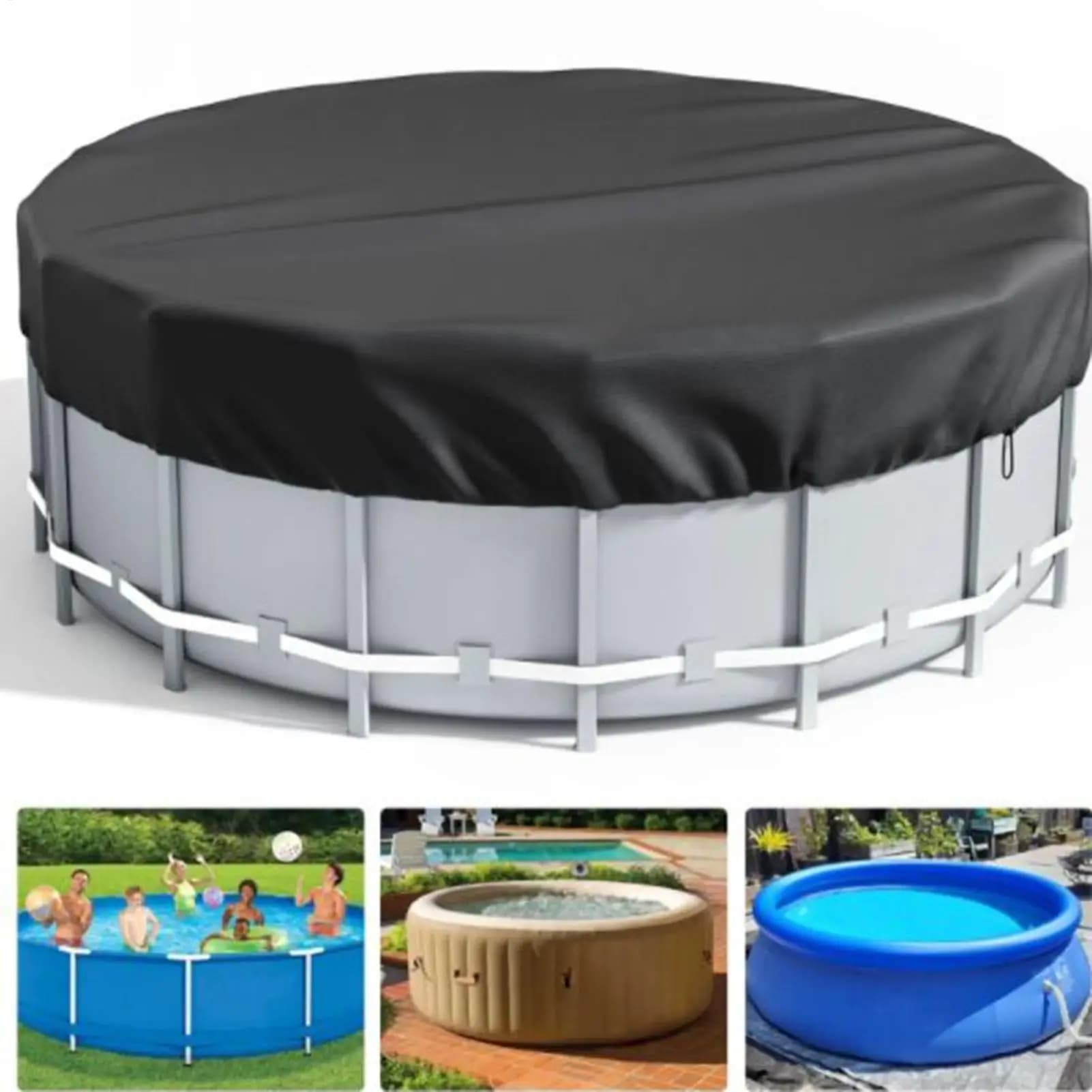 6/8/10/12ft Round Swimming Pool Solar Covers Foldable Dustproof Replacement Parts Blanket Protector Outdoor Hot Tub Accessories