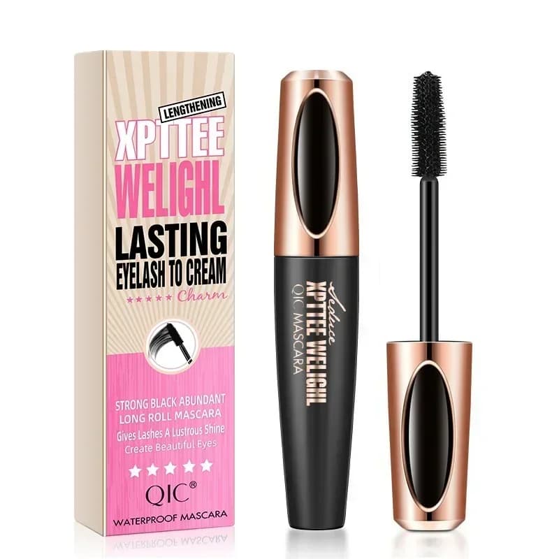 Mascara per ciglia QIC XPTTEE WELIGHL Mascara e eyeliner duraturo Pennello per ciglia in silicone riccio lungo spesso impermeabile Mascara 4D