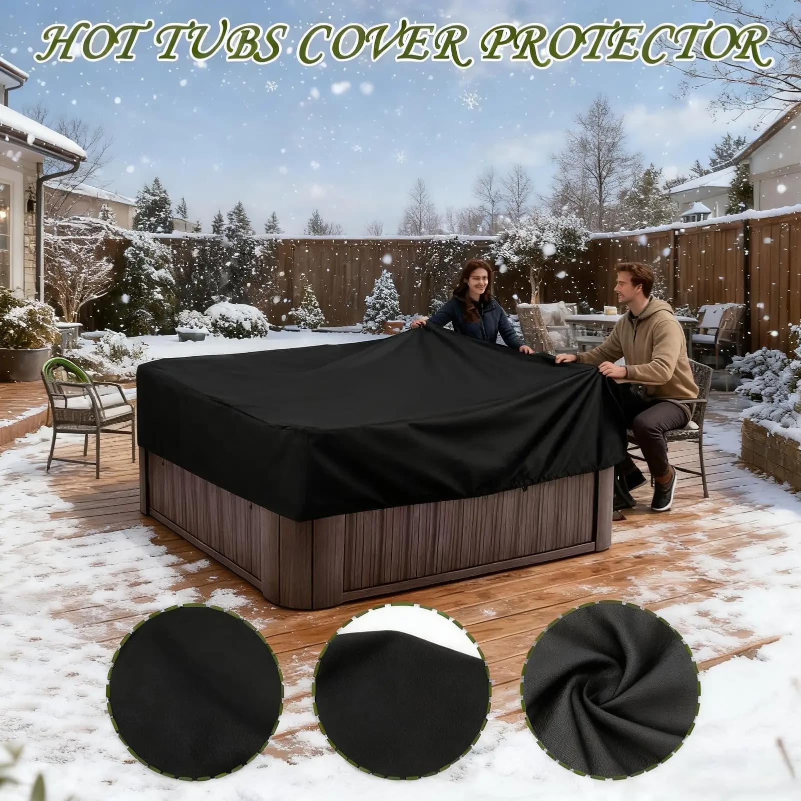 220x220x30 cm Cover caps for waterproof and UV-resistant hot tub Square spa cover caps for outdoor use in the garden in the courtyard by the pool