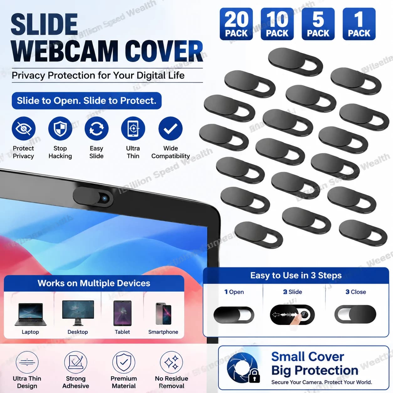 20/10/5/1 pz. Copre Webcam Slides for Laptop, Copri Camera Antispionaggio per Phone, iPad, PC, Macbook, Tablet, Wall decal Privacy for Lenti