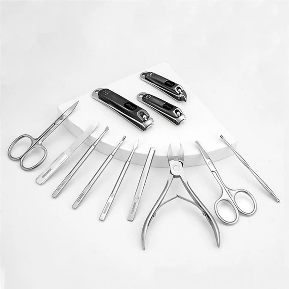 Stainless Steel Manicure 12 Pcs Set Pedicure Tool Portable Nail Clipper Kit with Storage Bag Beauty Grooming Tools