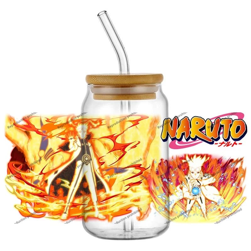 Adesivi decorativi 3D UV DTF Naruto, anime popolare, 16oz, per bicchieri, tazze, fai da te, creativi.